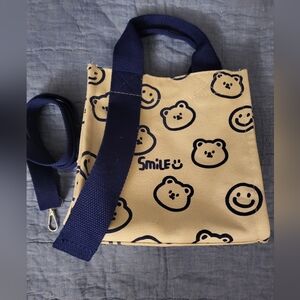 Cute Bear Smiley Canvas Tote